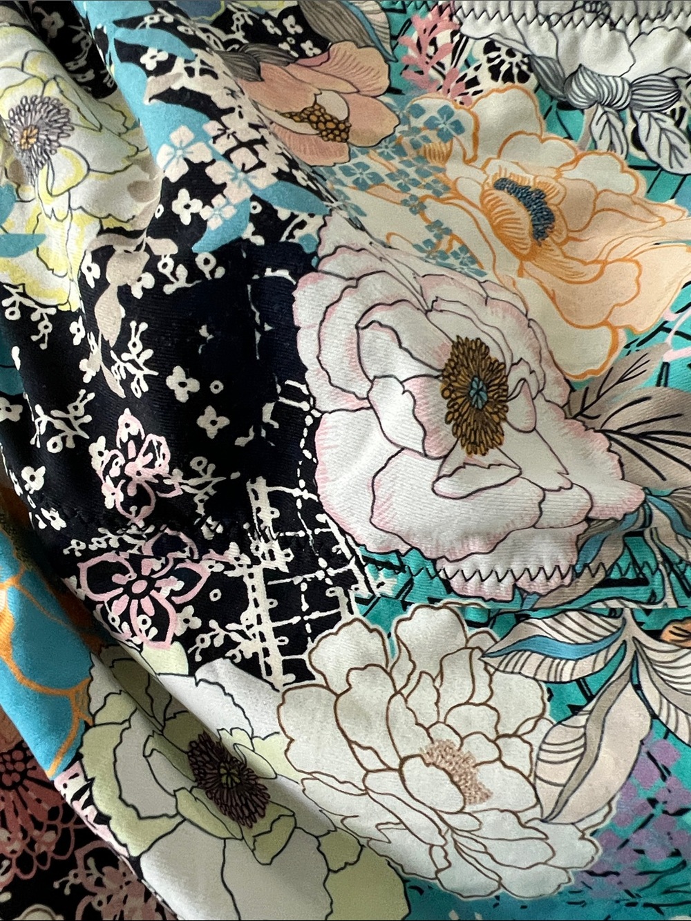 EUC Johnny Was Black Floral Multi-Color Marilyn Ruched Swimsuit SIZE XL - Picture 6 of 11